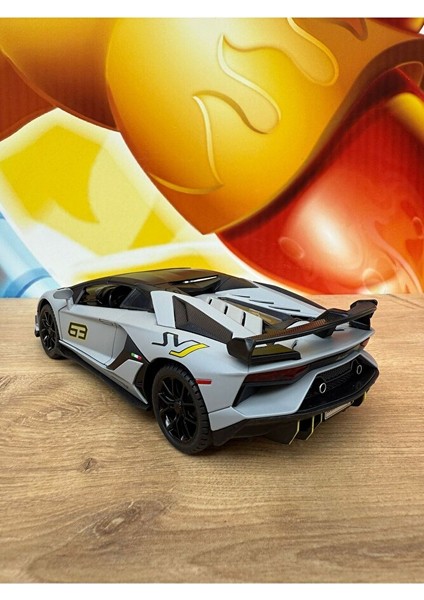 Lamborghini Aventador Svj Diecast Model Araba Sesli Işıklı Kapıları Açılır Lamborgihini Gri Araba modelleri