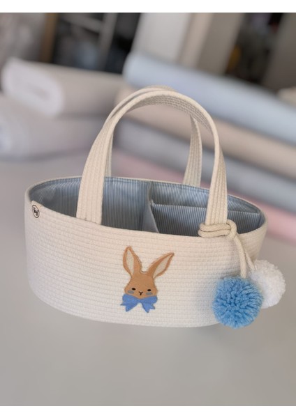 ! Tavşan Figürlü Jüt Ip Ekru Anne Bebek Bakım Çantası ve Organizeri modelleri