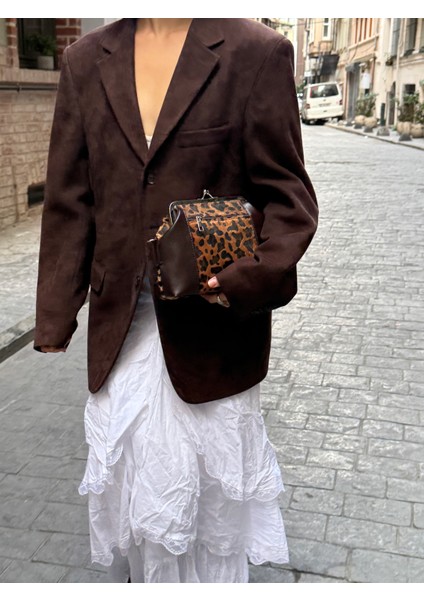 Ilot.ıstanbul | Leopar Desenli Tokalı Klipsli Peluş Clutch Abiye Portföy Çanta Statement Model modelleri
