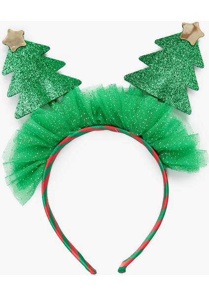 Simli Çam Ağacı Aplikeli Yılbaşı Tacı