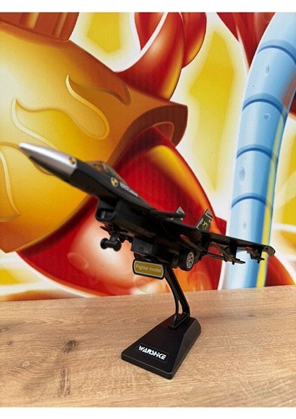 F16 Savaş Uçağı Jarjlı Sesli Işıklı Çekbırak (Buhar Atar) Diecast F16 Uçak Siyah Standlı fırsatları