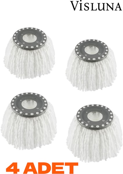 ( 4 Adet ) Standart Ölçü Döner Başlıklı Yedek Mop Temizlik Bezi