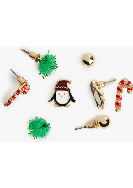 Yılbaşı Temalı Çok Renkli 4'lü Küpe Seti fiyatları