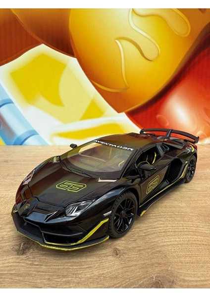 Lamborghini Aventador Svj Diecast Model Araba Sesli Işıklı Kapıları Açılır Lamborgihini Siyah Araba
