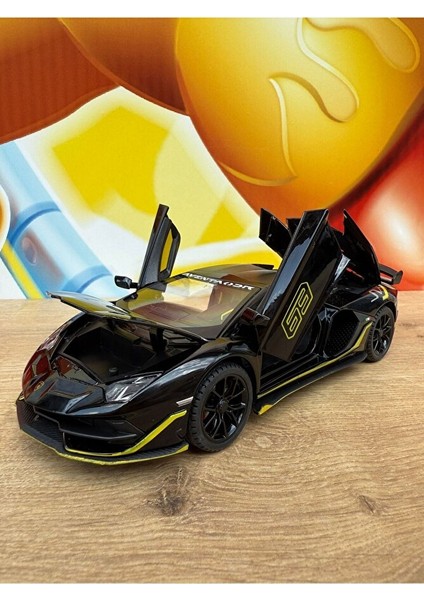 Lamborghini Aventador Svj Diecast Model Araba Sesli Işıklı Kapıları Açılır Lamborgihini Siyah Araba modelleri