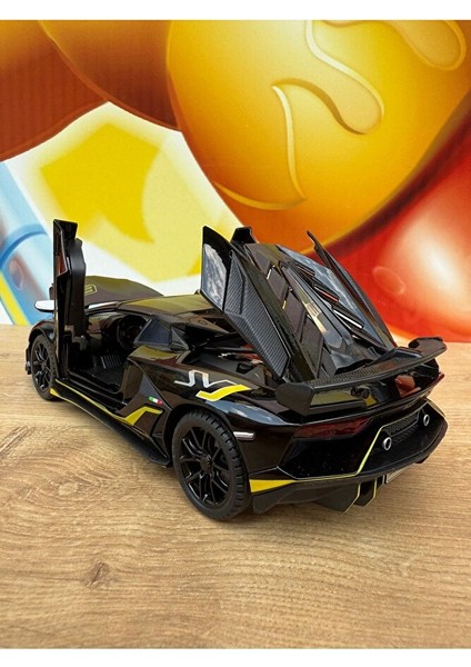 Lamborghini Aventador Svj Diecast Model Araba Sesli Işıklı Kapıları Açılır Lamborgihini Siyah Araba fırsatları