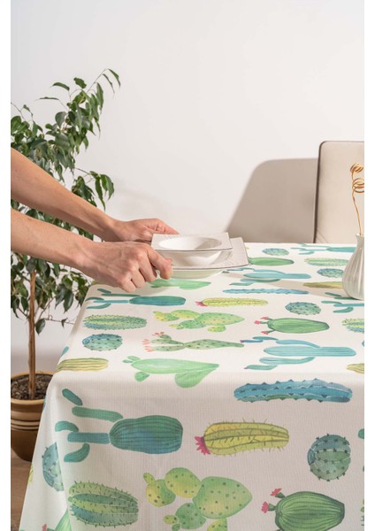 Kaktüs Desenli Masa Örtüsü, Sofra Bezi, Piknik Örtüsü