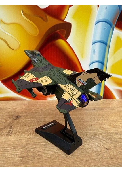 F16 Savaş Uçağı Sesli Işıklı Çekbırak Metal (Buhar Atar) F16 Uçak Standlı Koleksiyonluk Diecast Uçak fiyatları