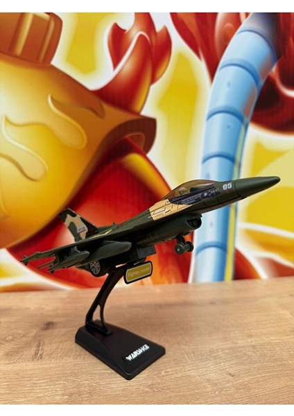 F16 Savaş Uçağı Sesli Işıklı Çekbırak Metal (Buhar Atar) F16 Uçak Standlı Koleksiyonluk Diecast Uçak modelleri