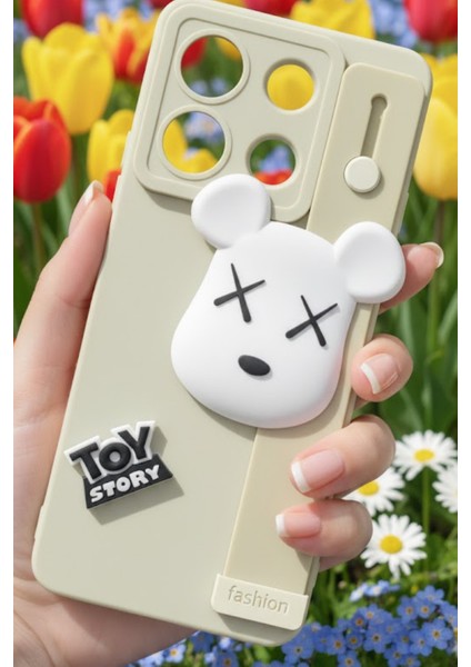 Infinix Note 30 Uyumlu Kılıf Bej Renk 3D Figürlü Darbe Emici Yumuşak Silikon Kapak