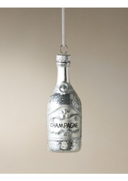 Şampanya Şişesi Yılbaşı Ağacı Süsü, Gümüş Renkli, Şık ve Parıltılı Dekorasyon Parçası modelleri