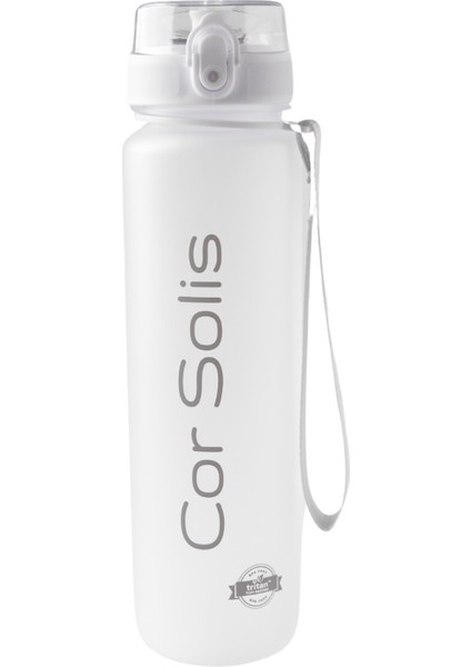 Tritan Suluk ve Matara 1050 ml - Su Matarası - Pipetsiz, %100 Sızdırmaz Garantili, BPA ve Toksik İçermez, Koku Yapmaz, Dayanıklı Kumaş Askılı - Beyaz