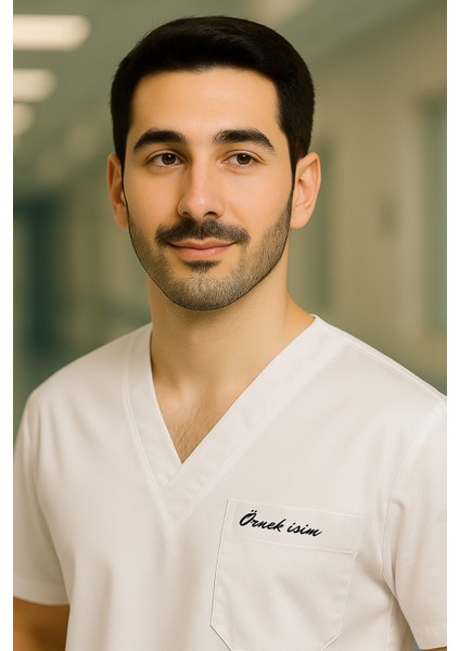 Mırach Med Kişiye Özel Isimli Erkek Tek Üst 4 Cepli Scrubs Forma fırsatları