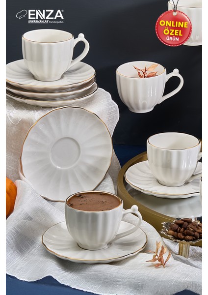 Istiridye 6 Kişilik Gold Porselen Kahve Fincanı Takımı fiyatları