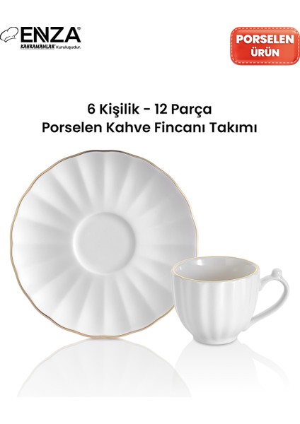 Istiridye 6 Kişilik Gold Porselen Kahve Fincanı Takımı modelleri
