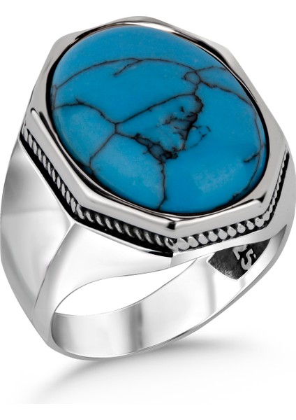 Firuze Taşlı 925 Ayar Gümüş Yüzük Erkek fiyatları