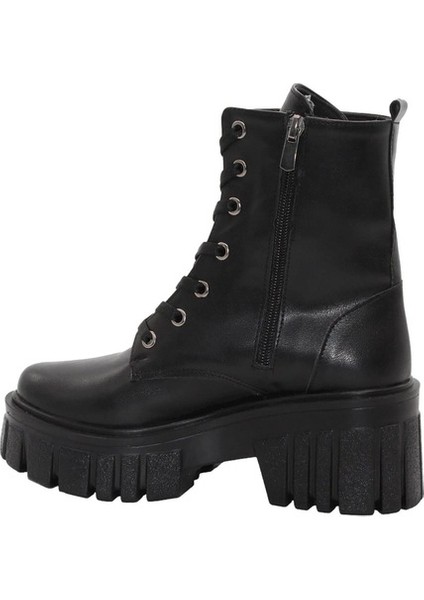 3089 Siyah Fermuarlı Bağcıklı Kadın Bot modelleri