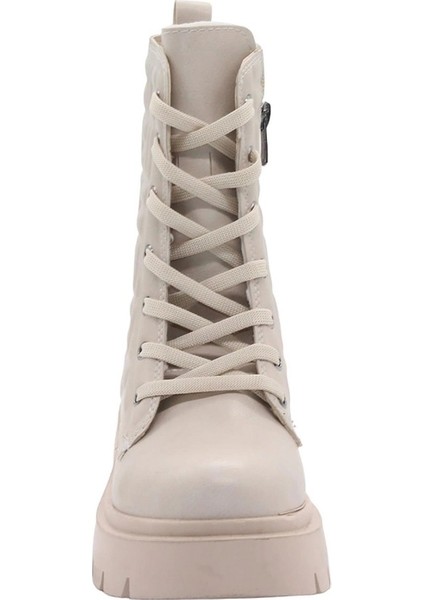 BF183 Bej Bağcıklı Fermuarlı Kadın Bot fiyatları