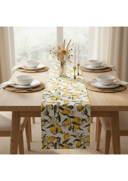 1 Adet Runner, Limon Desenli Runner,yıkanabilir Runner 40X140 cm fiyatları