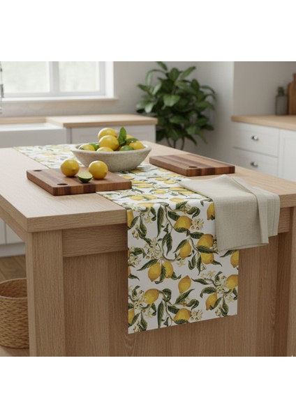 1 Adet Runner, Limon Desenli Runner,yıkanabilir Runner 40X140 cm modelleri