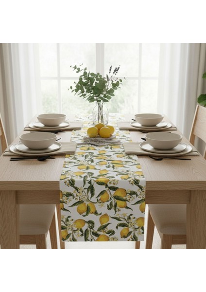 1 Adet Runner, Limon Desenli Runner,yıkanabilir Runner 40X140 cm fırsatları