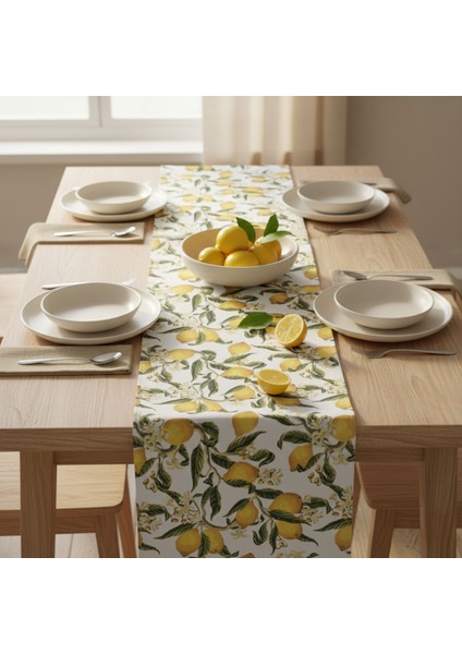 1 Adet Runner, Limon Desenli Runner,yıkanabilir Runner 40X140 cm indirimleri