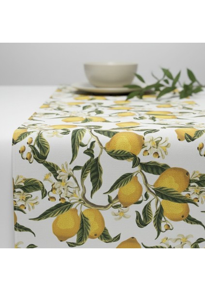 1 Adet Runner, Limon Desenli Runner,yıkanabilir Runner 40X140 cm