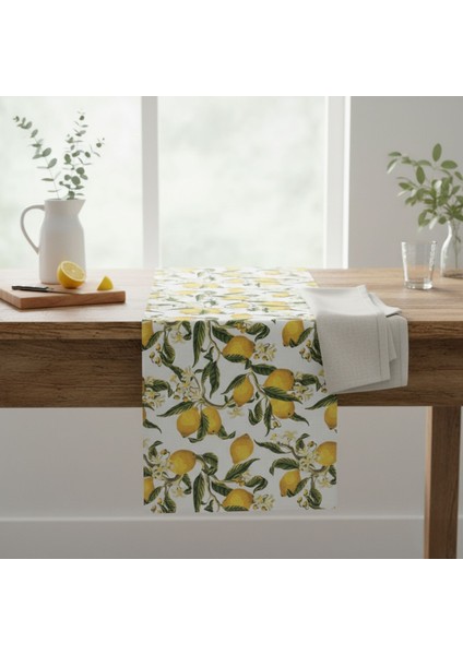 1 Adet Runner, Limon Desenli Runner,yıkanabilir Runner 40X140 cm