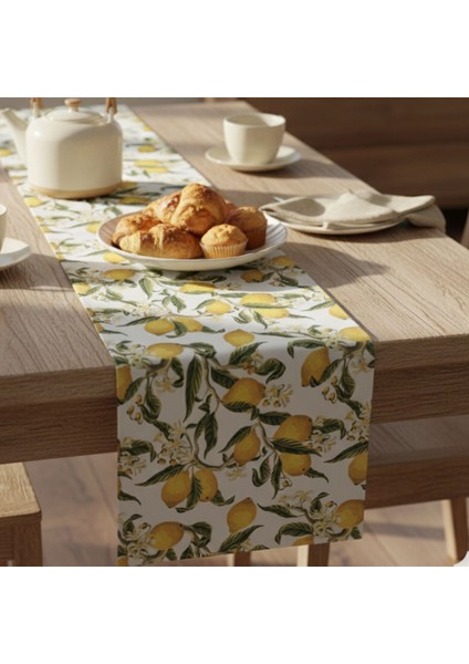 1 Adet Runner, Limon Desenli Runner,yıkanabilir Runner 40X140 cm