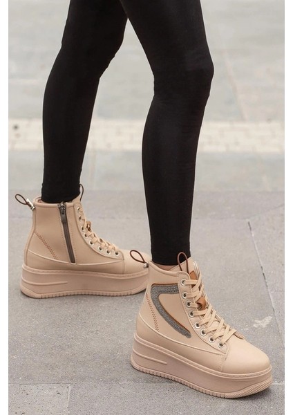 BF950 Bej Kalın Taban Kadın Bot