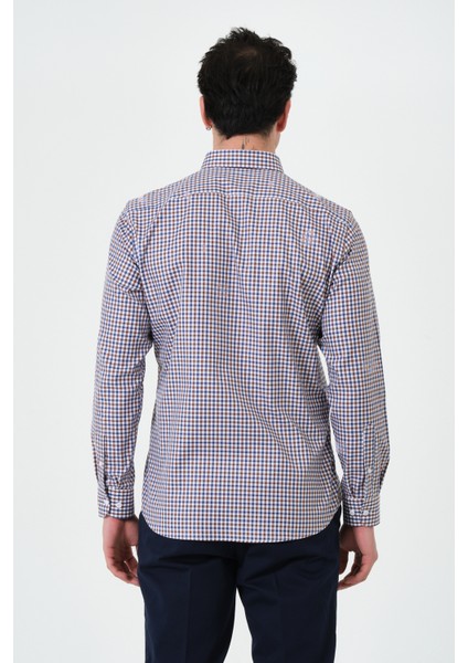 Erkek Kahverengi Pötikare Cepli Regular Fit Düğmeli Yaka Uzun Kol Gömlek fırsatları