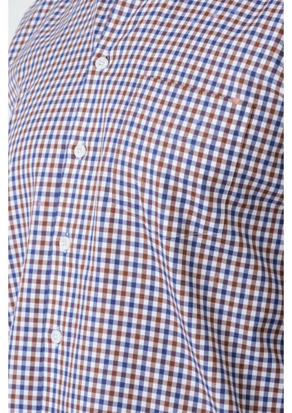 Erkek Kahverengi Pötikare Cepli Regular Fit Düğmeli Yaka Uzun Kol Gömlek indirimleri