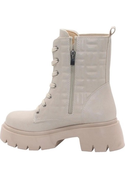 BF183 Bej Bağcıklı Fermuarlı Kadın Bot modelleri