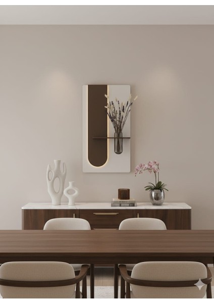 Okaliptus Ahşap Pilli Ledli Iskandinav Tarzı Salon Duvar Rafı Modern Çiçeklik 40 x 75 cm fiyatları