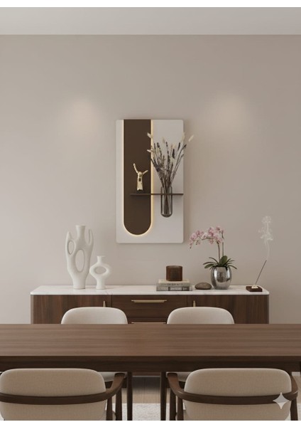 Okaliptus Ahşap Pilli Ledli Iskandinav Tarzı Salon Duvar Rafı Modern Çiçeklik 40 x 75 cm modelleri