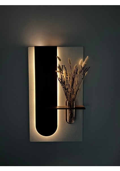 Okaliptus Ahşap Pilli Ledli Iskandinav Tarzı Salon Duvar Rafı Modern Çiçeklik 40 x 75 cm fırsatları