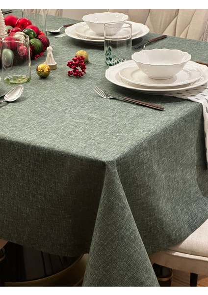 Keten Efektli Yılbaşı Masa Örtüsü