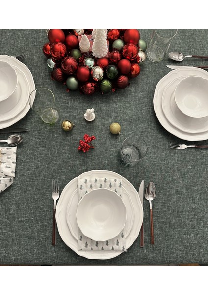 Keten Efektli Yılbaşı Masa Örtüsü fiyatları