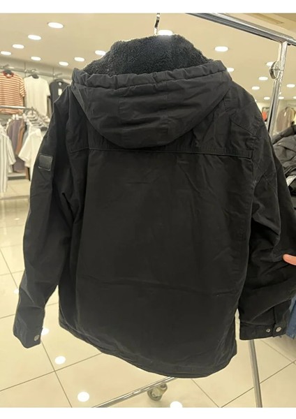 Erkek Siyah Gabardin Su Geçirmez Kaban