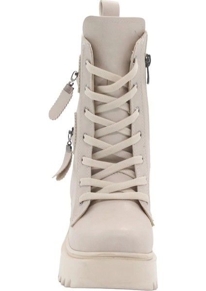 BF182 Bej Bağcıklı Fermuarlı Kadın Bot fiyatları