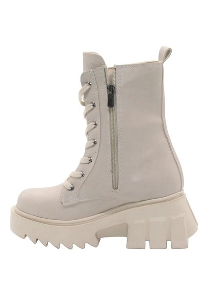 BF182 Bej Bağcıklı Fermuarlı Kadın Bot modelleri