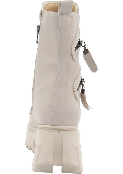 BF182 Bej Bağcıklı Fermuarlı Kadın Bot indirimleri