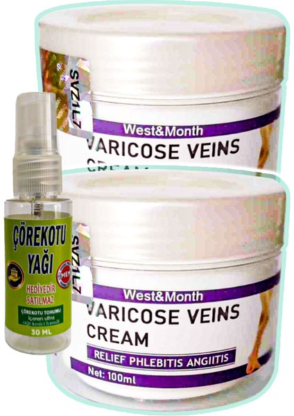 Varicose Veins 100 ml 2 Adet West&month Krem + Çörek Otu Yağı Yağı 30 ml