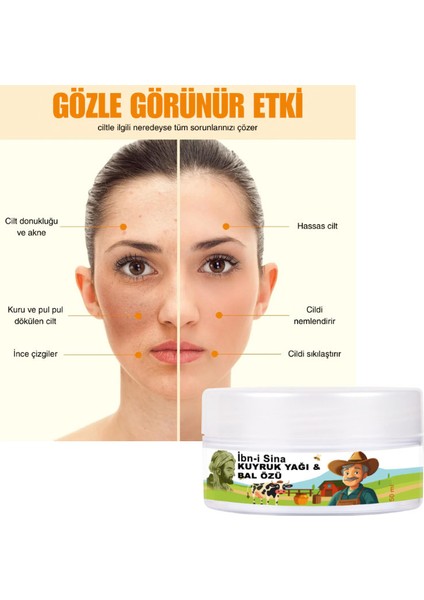 Ibn-I Sina 2 Adet 50 ml Kavanoz Kuyruk Yağı ve Bal Özü / Yüz Bakım Kremi fırsatları