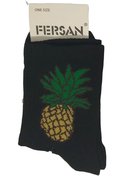 Kolej Kız Ananas Desenli Çorap