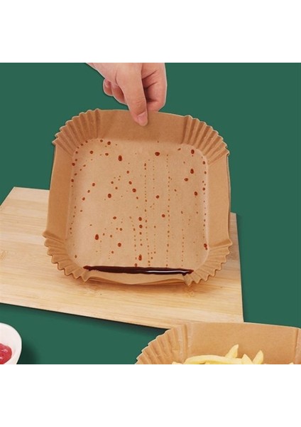 50 Adet Air Fryer Pişirme Kağıdı Tek Kullanımlık Hava Fritöz Yağ Geçirmez Yapışmaz Kare Tabak Model (5314) indirimleri