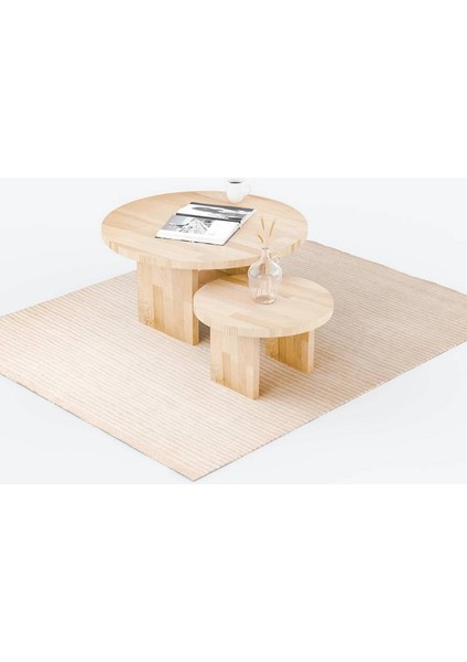 Masif Ağaç Yuvarlak Orta Sehpa Büyük / Küçük Set fiyatları