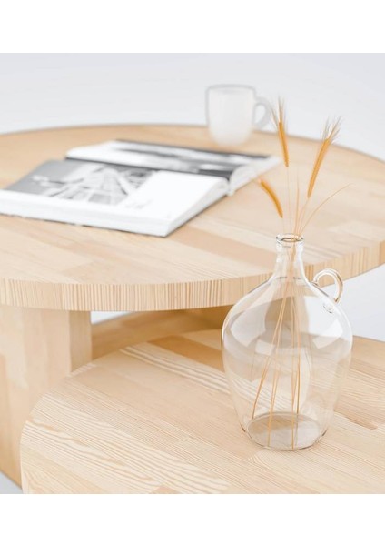 Masif Ağaç Yuvarlak Orta Sehpa Büyük / Küçük Set modelleri