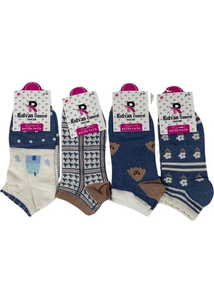Bayan Figürlü Patik Çorap 4 Adet