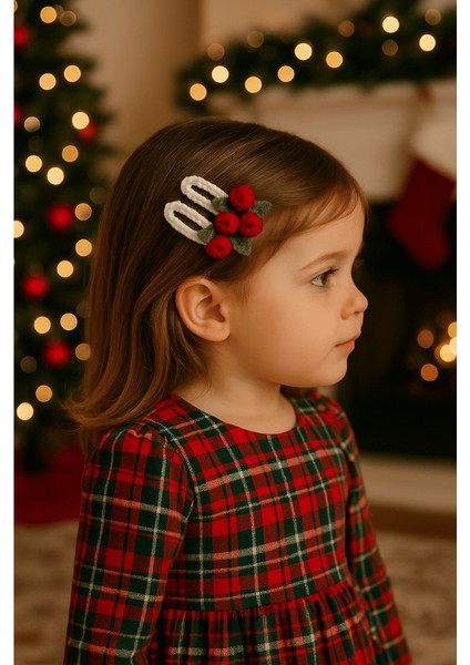 El Yapımı Kırmızı Örgü Kokina Çıtçıtlı Toka – 2’li Set | Kız Çocuk Saç Aksesuarı fiyatları